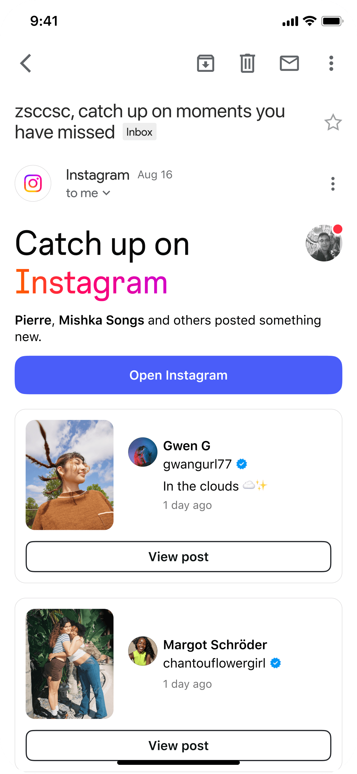 Instagram email design showcase 2